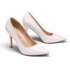 imageDREAM PAIRS Womens Closed Toe High Heels Dress Pointed Toe Wedding Pump ShoesWhitePu