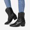 imageDREAM PAIRS Womens Cowboy Boots Pointed Toe Chunky Heel Cowgirl Boots Zipper PullOn Stitched Western Boots Ankle Boots for LadiesBlack