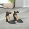 imageDREAM PAIRS Womens High Heel Ankle Strap Closed Toe Chunky Wedding Pumps ShoesBlackSuede