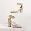 imageDREAM PAIRS Womens High Heel Ankle Strap Closed Toe Chunky Wedding Pumps ShoesGold Glitter