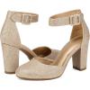 imageDREAM PAIRS Womens High Heel Ankle Strap Closed Toe Chunky Wedding Pumps ShoesGold Glitter