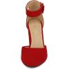 imageDREAM PAIRS Womens High Heel Ankle Strap Closed Toe Chunky Wedding Pumps ShoesRed Suede