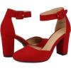 imageDREAM PAIRS Womens High Heel Ankle Strap Closed Toe Chunky Wedding Pumps ShoesRed Suede