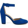 imageDREAM PAIRS Womens High Heel Ankle Strap Closed Toe Chunky Wedding Pumps ShoesRoyal Blue Suede