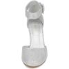 imageDREAM PAIRS Womens High Heel Ankle Strap Closed Toe Chunky Wedding Pumps ShoesSilver Glitter