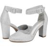 imageDREAM PAIRS Womens High Heel Ankle Strap Closed Toe Chunky Wedding Pumps ShoesSilver Glitter