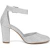 imageDREAM PAIRS Womens High Heel Ankle Strap Closed Toe Chunky Wedding Pumps ShoesSilver Glitter
