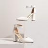 imageDREAM PAIRS Womens High Heel Ankle Strap Closed Toe Chunky Wedding Pumps ShoesWhite Pu