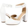 imageDREAM PAIRS Womens High Heel Ankle Strap Closed Toe Chunky Wedding Pumps ShoesWhite Pu