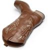 imageDREAM PAIRS Womens Square Toe Cowboy Cowgirl Boots Pull On Low Chunky Heel Mid Calf Western Boots with Embroidered Stitched for Theme Party Country ConcertBrown1