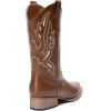 imageDREAM PAIRS Womens Square Toe Cowboy Cowgirl Boots Pull On Low Chunky Heel Mid Calf Western Boots with Embroidered Stitched for Theme Party Country ConcertBrown1