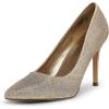 imageDREAM PAIRS Womens Closed Toe High Heels Dress Pointed Toe Wedding Pump ShoesGoldGlitter