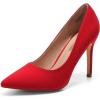 imageDREAM PAIRS Womens Closed Toe High Heels Dress Pointed Toe Wedding Pump ShoesRedSuede