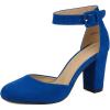 imageDREAM PAIRS Womens High Heel Ankle Strap Closed Toe Chunky Wedding Pumps ShoesRoyal Blue Suede