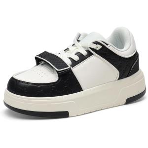 imageDREAM PAIRS Women Platform Chunky Sneakers Leather Oli Casual Fashion SneakerWhiteBlack