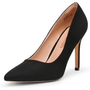 imageDREAM PAIRS Womens Closed Toe High Heels Dress Pointed Toe Wedding Pump ShoesBlackSuede