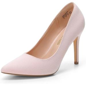 imageDREAM PAIRS Womens Closed Toe High Heels Dress Pointed Toe Wedding Pump ShoesPinkSuede