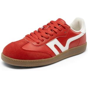 imageDREAM PAIRS Womens Tennis Sneakers Walking Nia Flat LowTop Casual LaceUp Comfortable Fashion Sneakers ShoesRedWhite