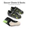 imageDREAM PAIRS Boys Girls Soccer Cleats Youth Firm Groud Athletic Outdoor Trainning Football Shoes for LittleBig KidBlackNeonGreenSock