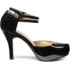 imageDREAM PAIRS Office02 Womens Classy Mary Jane Double Ankle Strap Almond Toe High Heel PumpsBlackPat