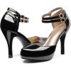 imageDREAM PAIRS Office02 Womens Classy Mary Jane Double Ankle Strap Almond Toe High Heel PumpsBlackPat