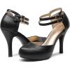 imageDREAM PAIRS Office02 Womens Classy Mary Jane Double Ankle Strap Almond Toe High Heel PumpsBlackPu