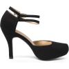 imageDREAM PAIRS Office02 Womens Classy Mary Jane Double Ankle Strap Almond Toe High Heel PumpsBlackSuede