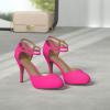 imageDREAM PAIRS Office02 Womens Classy Mary Jane Double Ankle Strap Almond Toe High Heel PumpsFuchsiaSuede