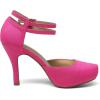 imageDREAM PAIRS Office02 Womens Classy Mary Jane Double Ankle Strap Almond Toe High Heel PumpsFuchsiaSuede