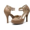 imageDREAM PAIRS Office02 Womens Classy Mary Jane Double Ankle Strap Almond Toe High Heel PumpsNudePu