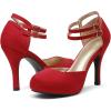 imageDREAM PAIRS Office02 Womens Classy Mary Jane Double Ankle Strap Almond Toe High Heel PumpsRed