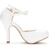 imageDREAM PAIRS Office02 Womens Classy Mary Jane Double Ankle Strap Almond Toe High Heel PumpsWhitePu