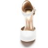imageDREAM PAIRS Office02 Womens Classy Mary Jane Double Ankle Strap Almond Toe High Heel PumpsWhitePu