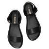 imageDREAM PAIRS Womens Ankle Strap Flat Sandals Open Toes One Band Buckle Summer Dressy SandalsBlack Monochrome