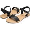 imageDREAM PAIRS Womens Ankle Strap Flat Sandals Open Toes One Band Buckle Summer Dressy SandalsBlackGlitter