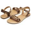imageDREAM PAIRS Womens Ankle Strap Flat Sandals Open Toes One Band Buckle Summer Dressy SandalsLeopard