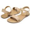 imageDREAM PAIRS Womens Ankle Strap Flat Sandals Open Toes One Band Buckle Summer Dressy SandalsNude