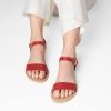 imageDREAM PAIRS Womens Ankle Strap Flat Sandals Open Toes One Band Buckle Summer Dressy SandalsRed