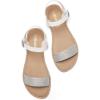 imageDREAM PAIRS Womens Ankle Strap Flat Sandals Open Toes One Band Buckle Summer Dressy SandalsSilverWhiteGlitter