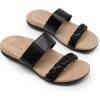 imageDREAM PAIRS Womens Arch Support Slides Flat Sandals Soft Cushion Slippers With Adjustable StrapsBlack