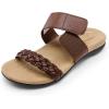 imageDREAM PAIRS Womens Arch Support Slides Flat Sandals Soft Cushion Slippers With Adjustable StrapsBrown
