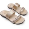 imageDREAM PAIRS Womens Arch Support Slides Flat Sandals Soft Cushion Slippers With Adjustable StrapsGold