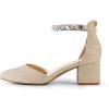 imageDREAM PAIRS Womens Low Heel Pump ShoesGoldrhinestone