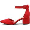 imageDREAM PAIRS Womens Low Heel Pump ShoesRedSuede