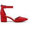 imageDREAM PAIRS Womens Low Heel Pump ShoesRedSuede