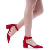 imageDREAM PAIRS Womens Low Heel Pump ShoesRedSuede
