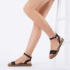 imageDREAM PAIRS Womens One Band Ankle Strap Buckle Flat SandalsBlackPu