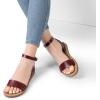 imageDREAM PAIRS Womens One Band Ankle Strap Buckle Flat SandalsDark Brownpu