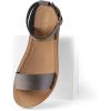 imageDREAM PAIRS Womens One Band Ankle Strap Buckle Flat SandalsPewterPu