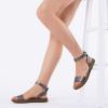 imageDREAM PAIRS Womens One Band Ankle Strap Buckle Flat SandalsPewterPu